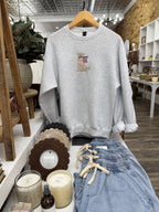 Patriotic Pup Crewneck Sweatshirt - Ash Grey - The Cozy Nest