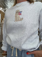 Patriotic Pup Crewneck Sweatshirt - Ash Grey - The Cozy Nest