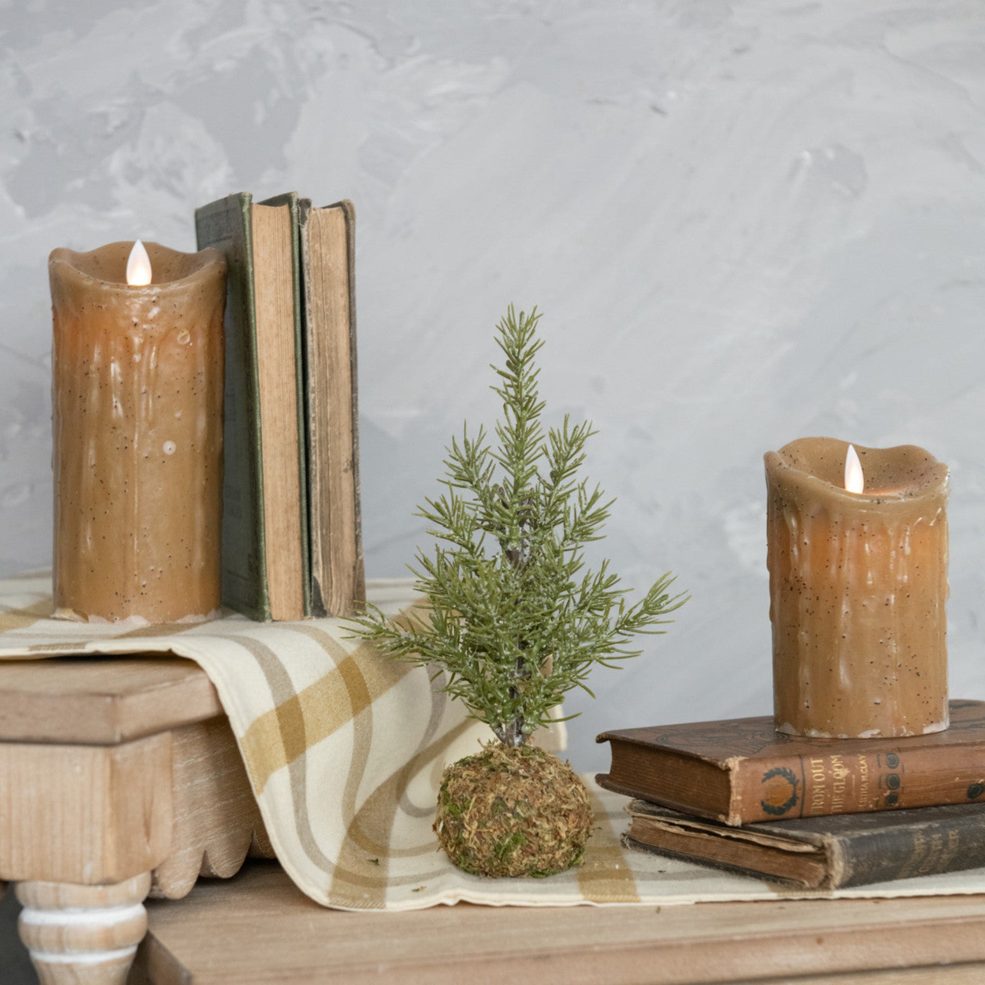 Pine Tree W/Moss Ball Base - Small - The Cozy Nest