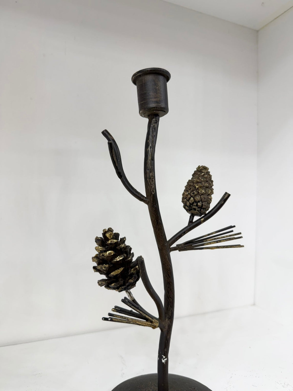 PINECONE BRANCH TAPER CANDLE HOLDER - The Cozy Nest