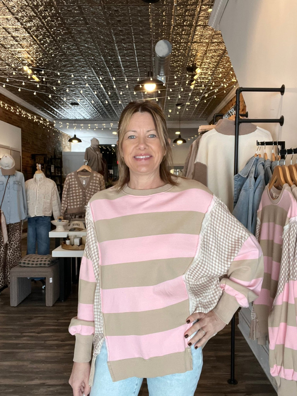 Pink Contrast Pullover - The Cozy Nest