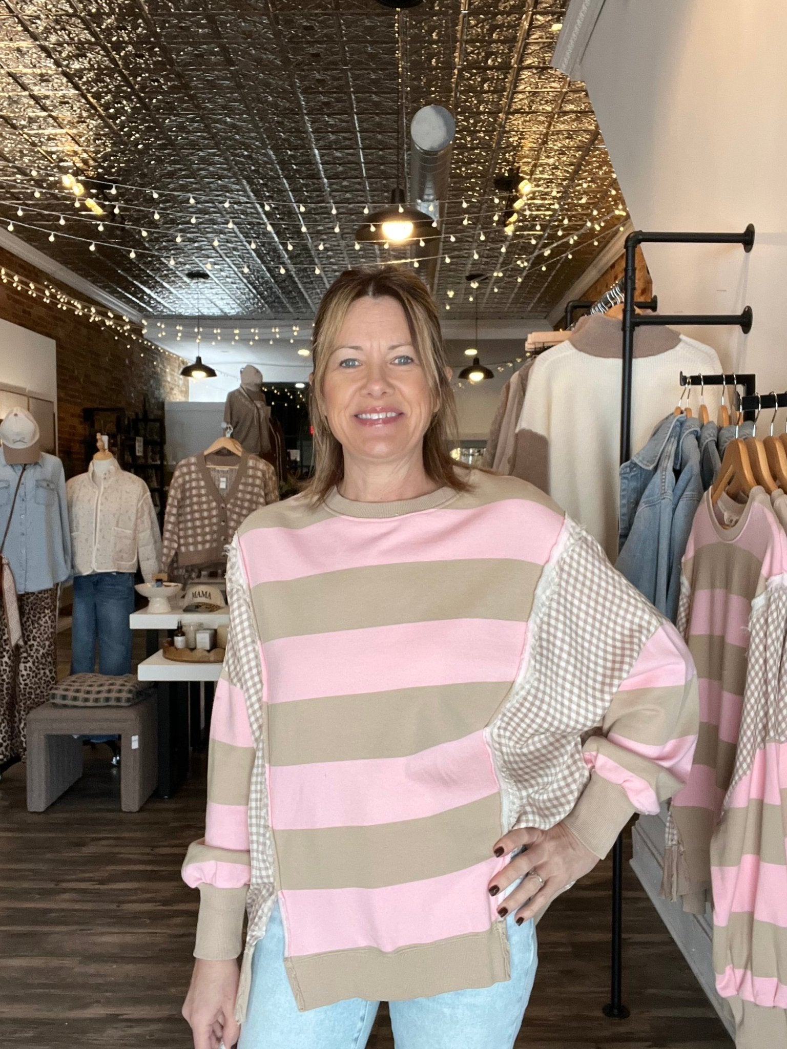 Pink Contrast Pullover - The Cozy Nest