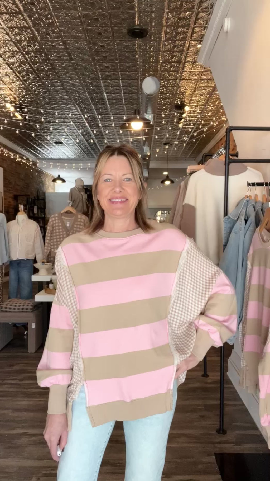 Pink Contrast Pullover