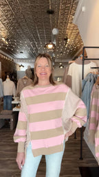 Pink Contrast Pullover