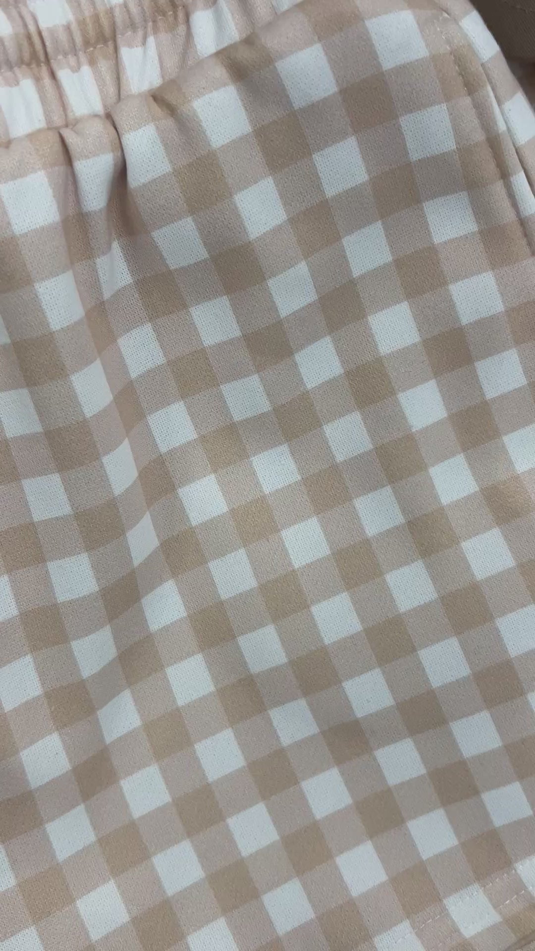 Tan Gingham Shorts Set