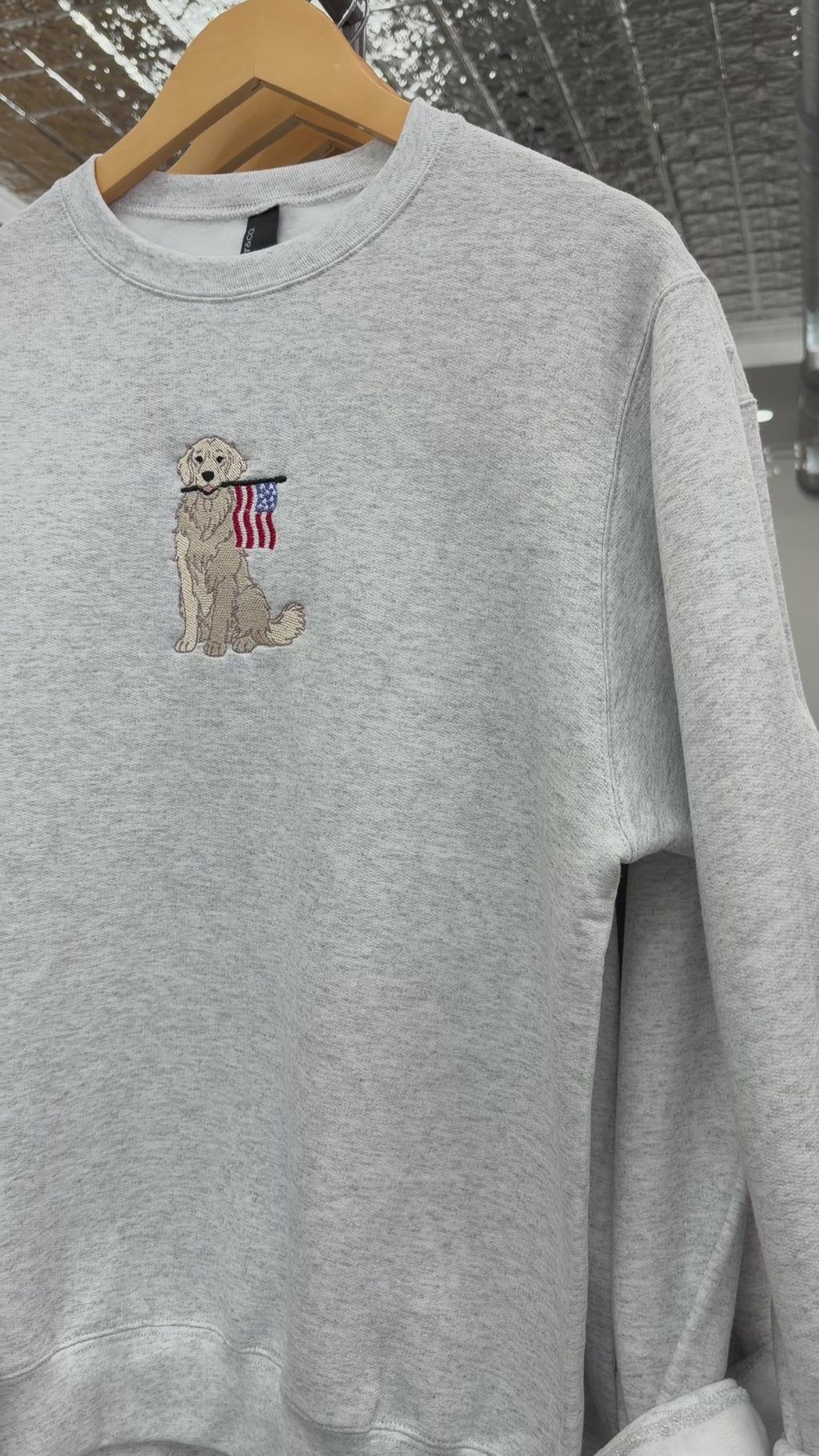 Patriotic Pup Crewneck Sweatshirt - Ash Grey