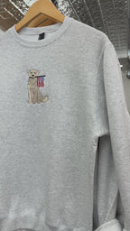 Patriotic Pup Crewneck Sweatshirt - Ash Grey
