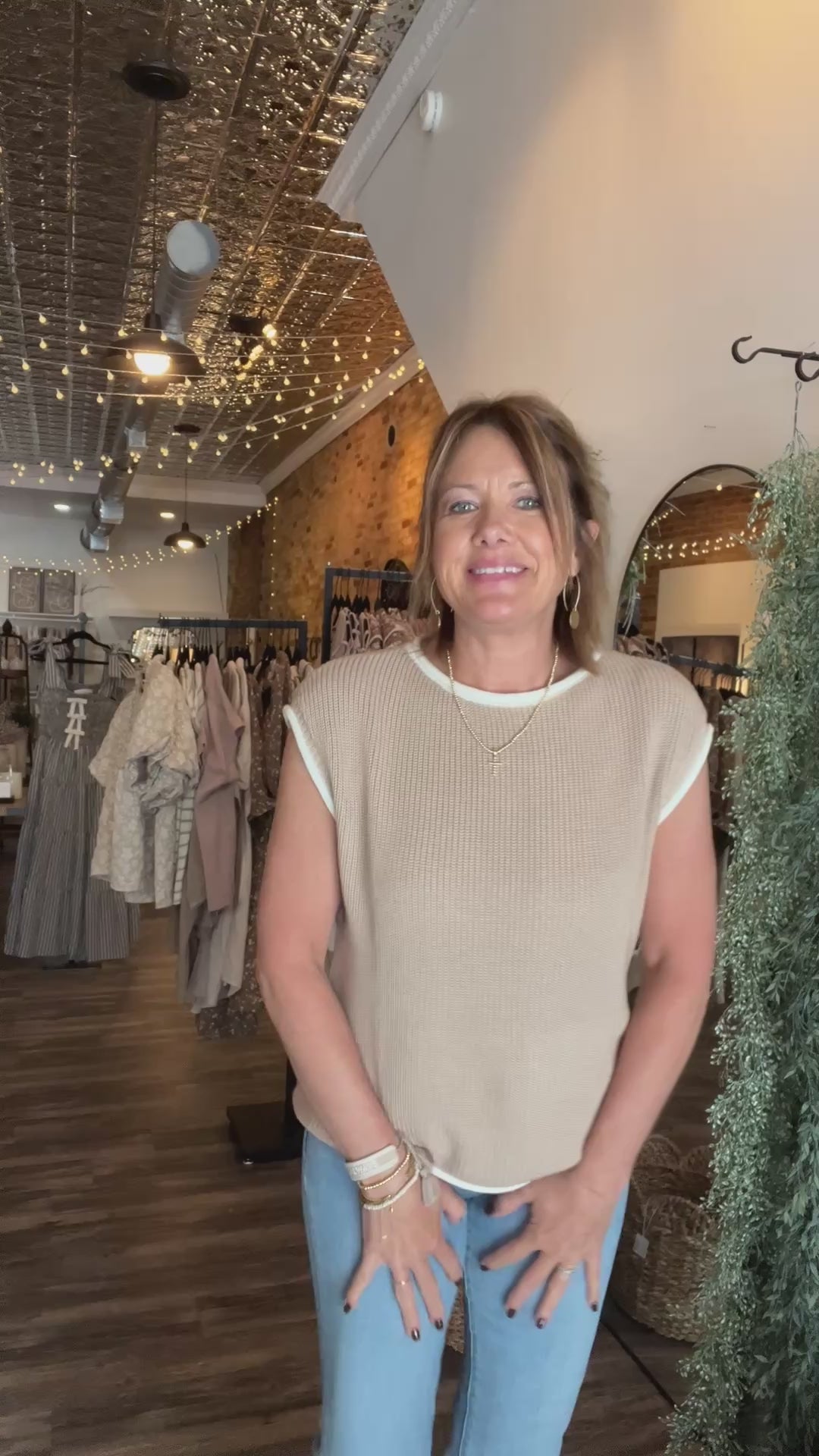 Sleeveless Sweater In Taupe