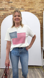 American Flag Patched Casual Wash Top