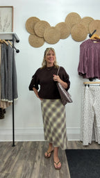 Button Sleeve Knit Sweater-Brown