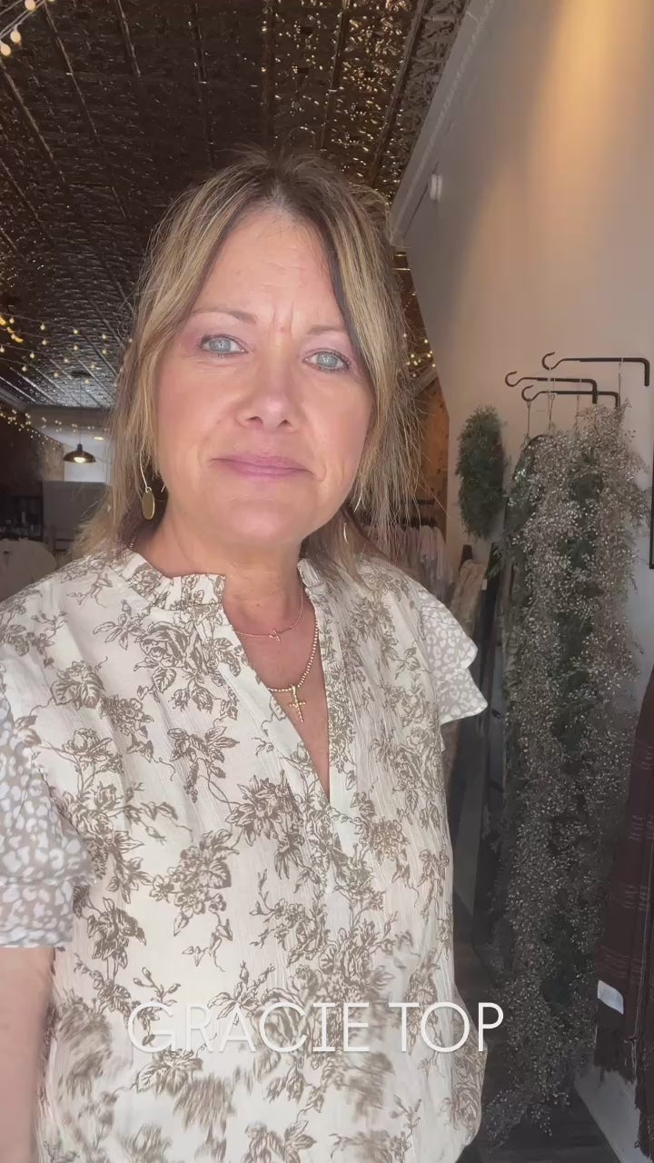 Grace Top In Taupe Floral