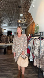 Vintage Flower Print Smocking Detail Mini Dress