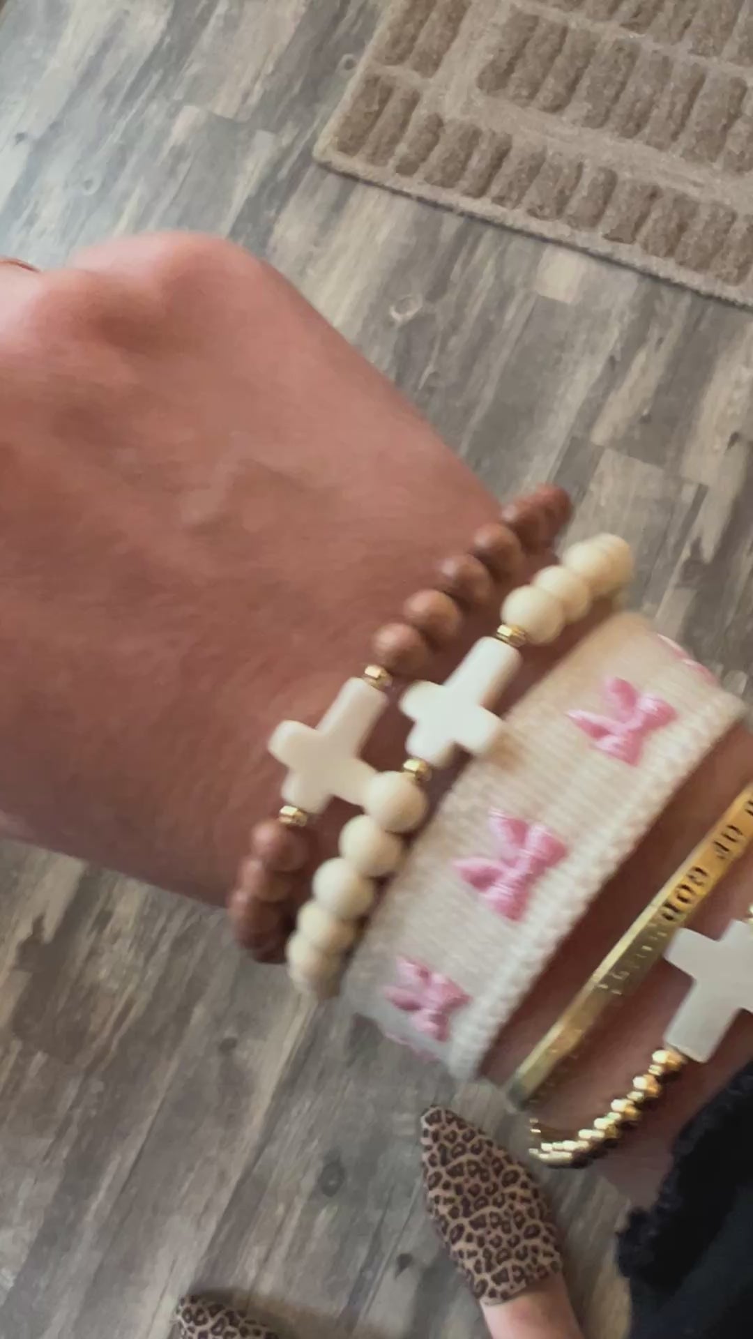 Woven Pink Bow Bracelet