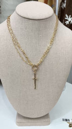 Triple Chain Cross Necklace