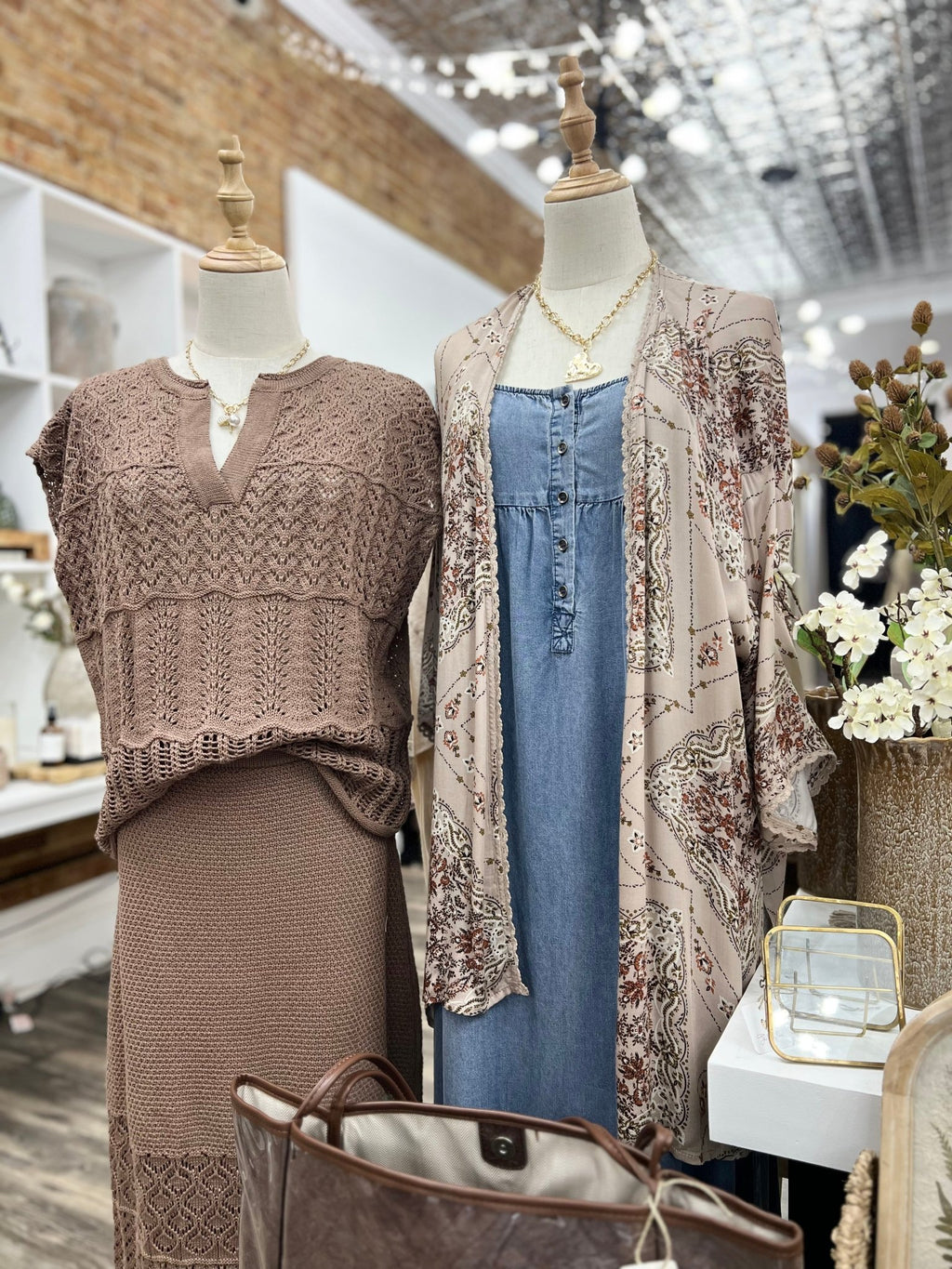Printed Kimono With Lace Trim - The Cozy Nest