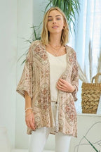 Printed Kimono With Lace Trim - The Cozy Nest
