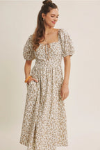 Puff Sleeve Floral Dress - The Cozy Nest