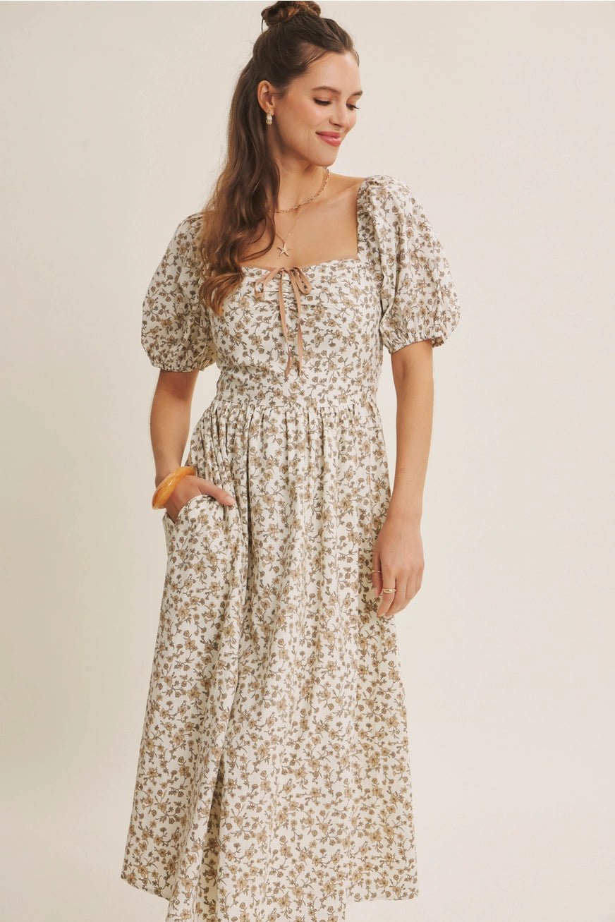 Puff Sleeve Floral Dress - The Cozy Nest