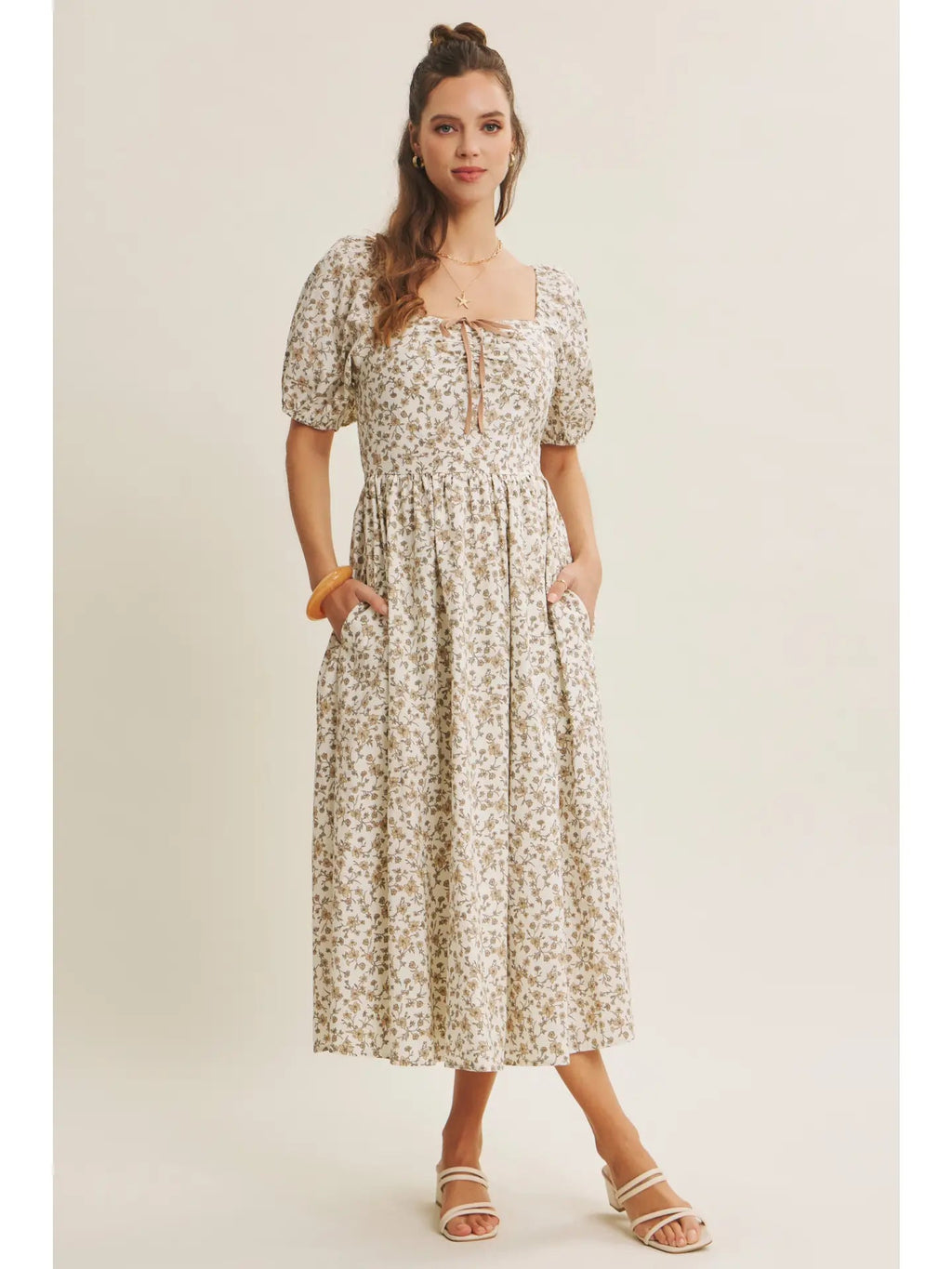 Puff Sleeve Floral Dress - The Cozy Nest