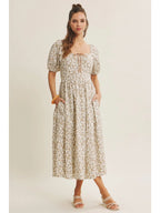 Puff Sleeve Floral Dress - The Cozy Nest