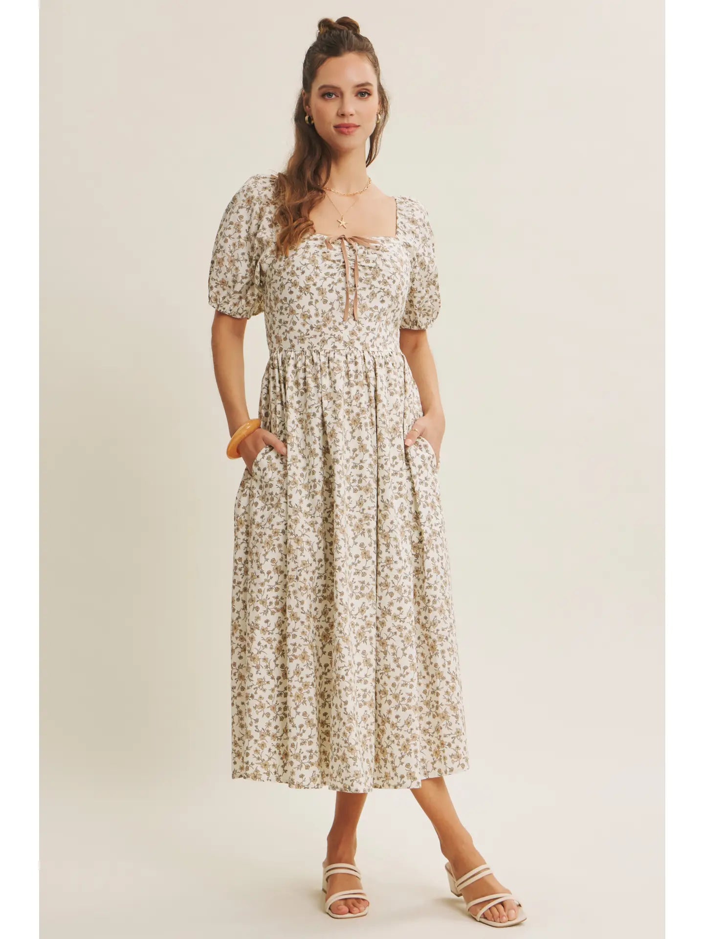 Puff Sleeve Floral Dress - The Cozy Nest