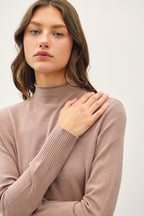 Raw Edge Mock Neck Sweater - The Cozy Nest