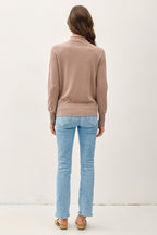 Raw Edge Mock Neck Sweater - The Cozy Nest
