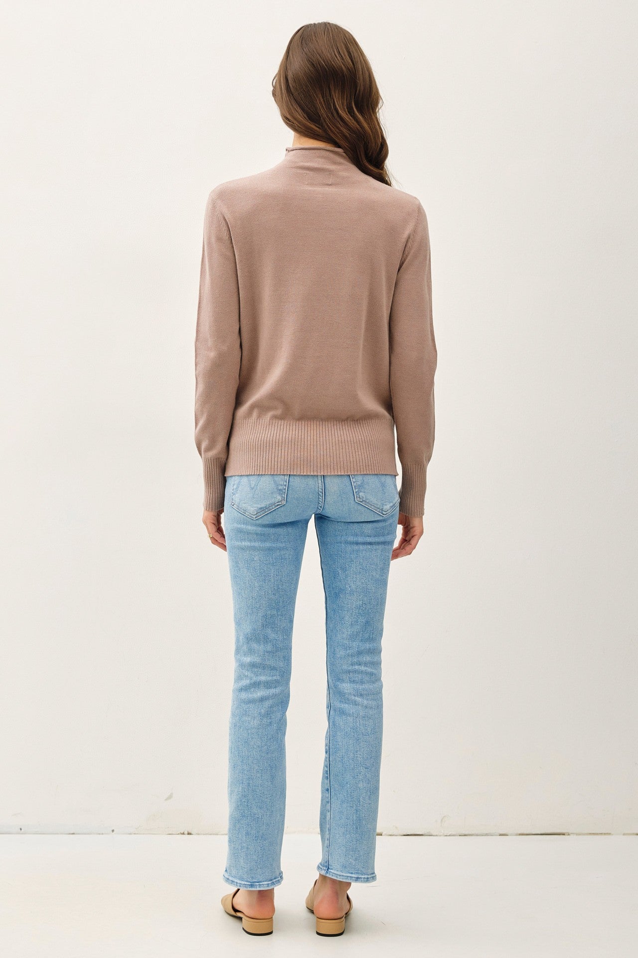 Raw Edge Mock Neck Sweater - The Cozy Nest