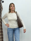Ribbed Exposed Seam Top-Oat - The Cozy Nest