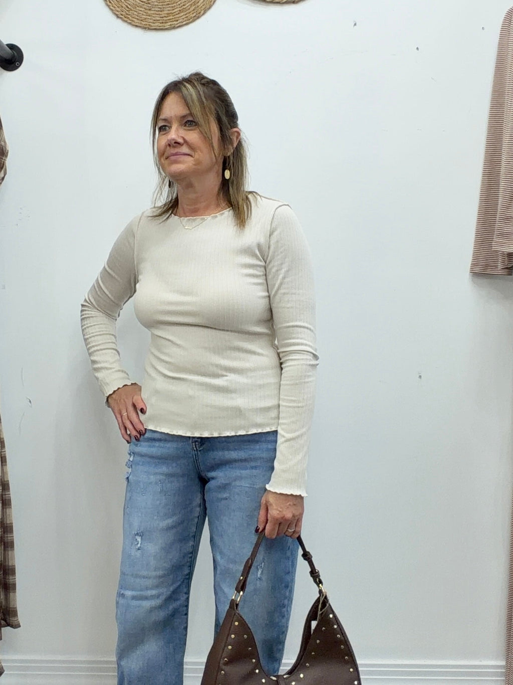 Ribbed Exposed Seam Top-Oat - The Cozy Nest