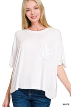 Ribbed Round Neck Short Sleeve Tee - White - The Cozy Nest