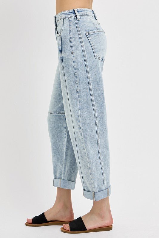 Risen High Rise Crop Barrel Cuffed Jeans - The Cozy Nest