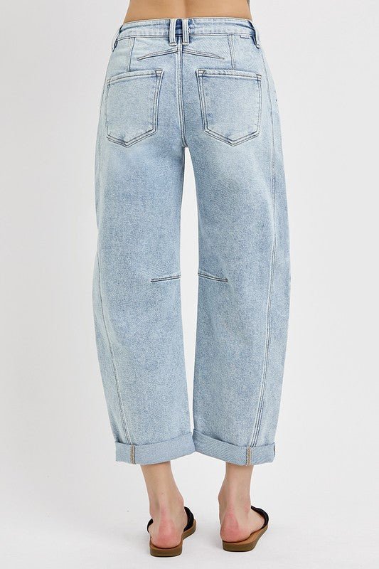 Risen High Rise Crop Barrel Cuffed Jeans - The Cozy Nest