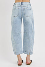 Risen High Rise Crop Barrel Cuffed Jeans - The Cozy Nest