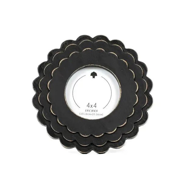 Round Black Scalloped Wood Frame - The Cozy Nest
