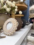Round Black Scalloped Wood Frame - The Cozy Nest