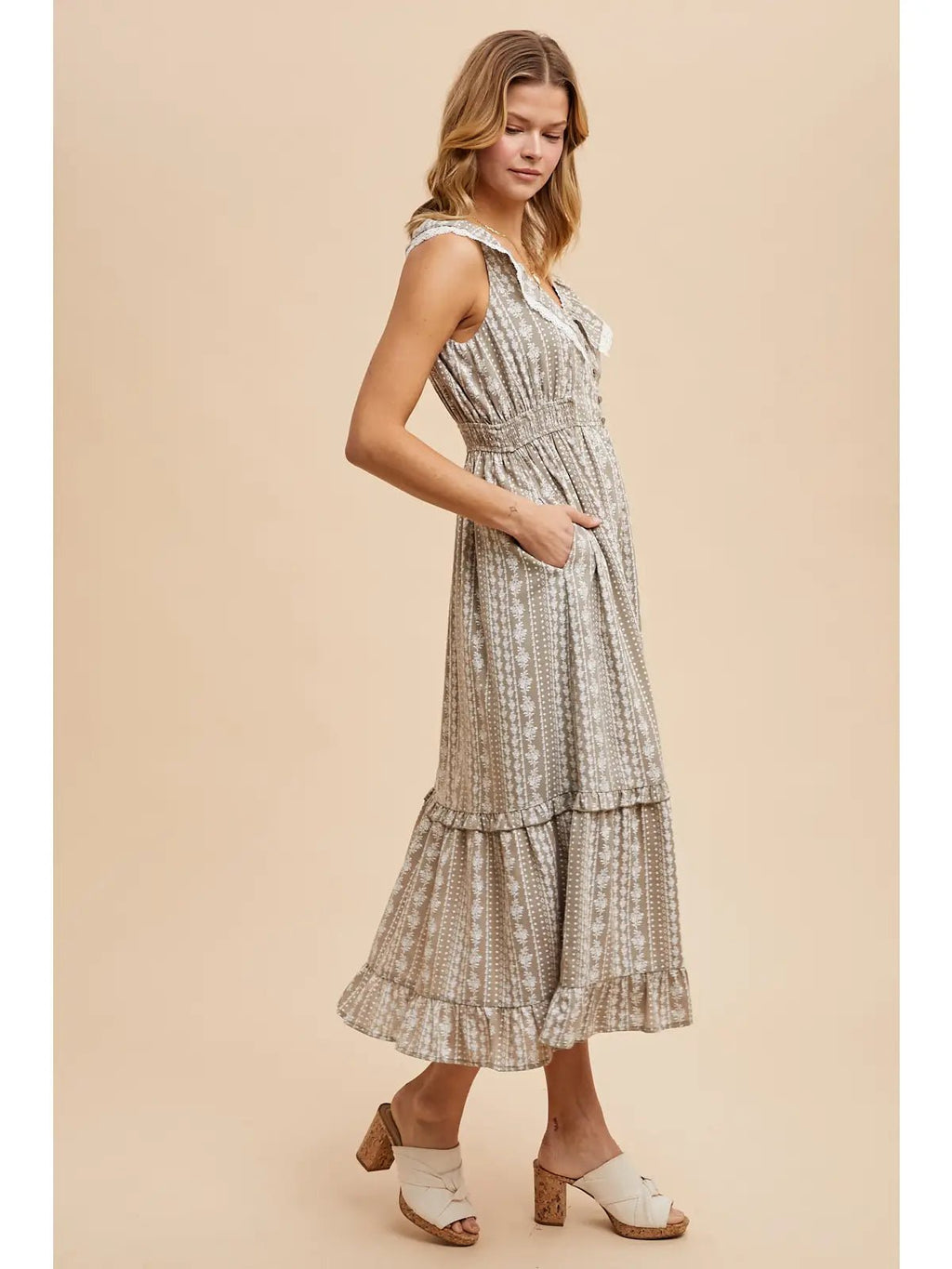 Ruffled Button Down Dress - The Cozy Nest