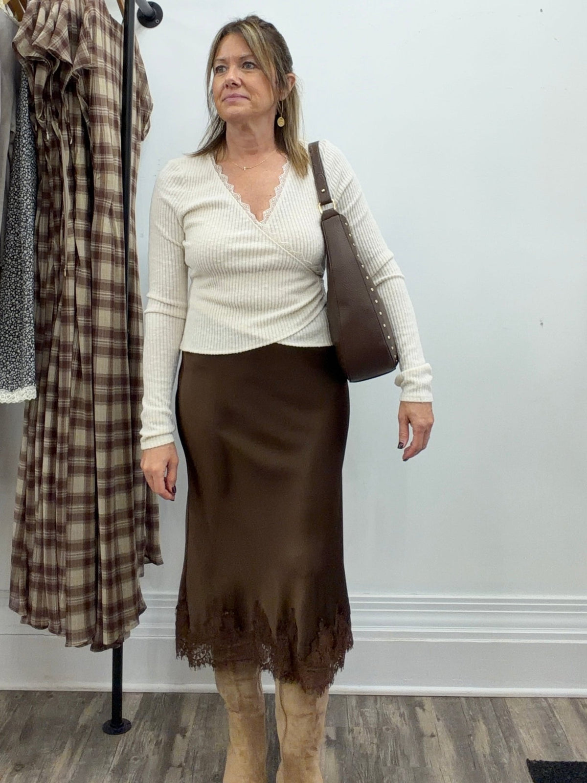 Satin Lace Hem Skirt - The Cozy Nest