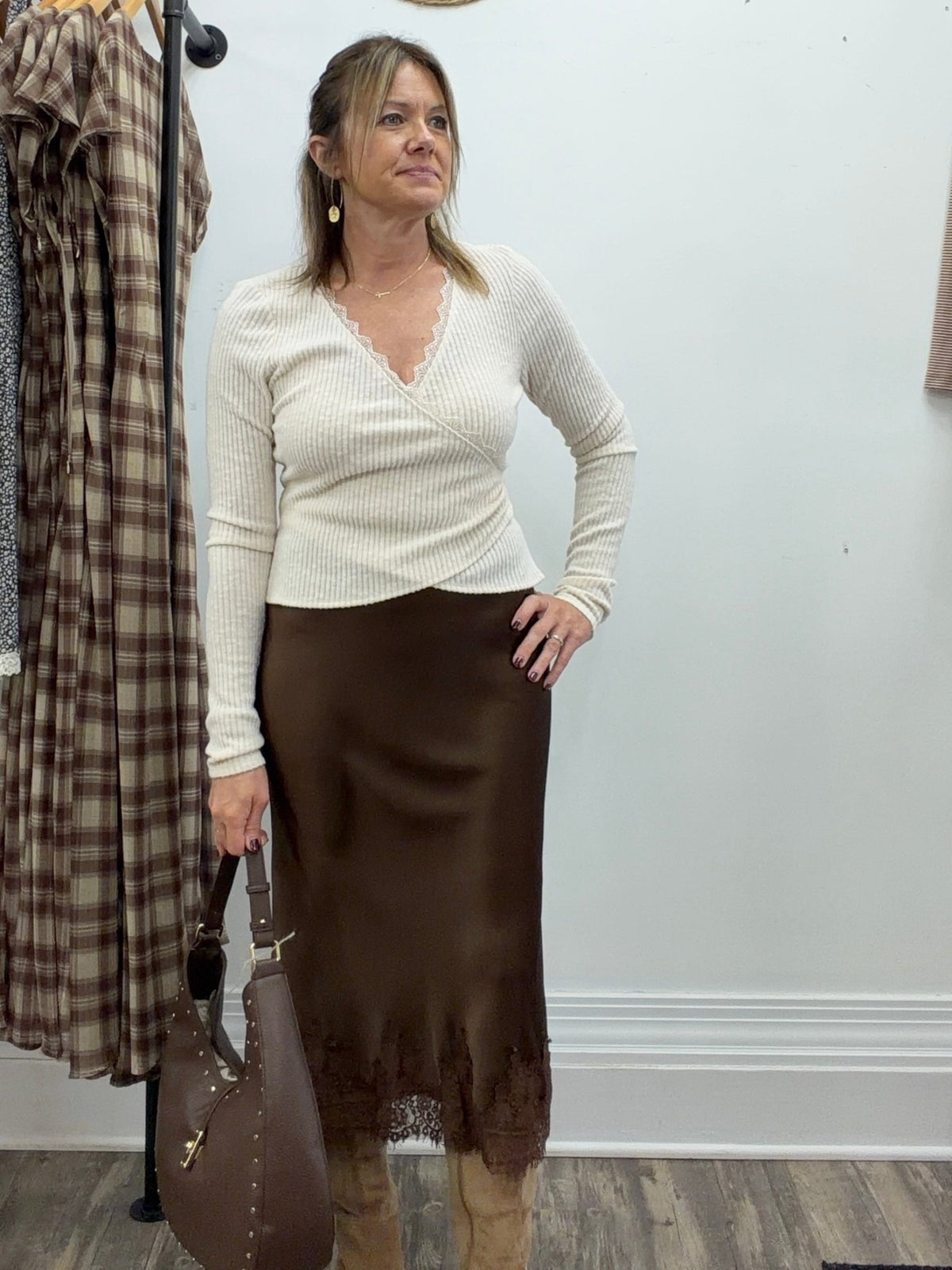 Satin Lace Hem Skirt - The Cozy Nest