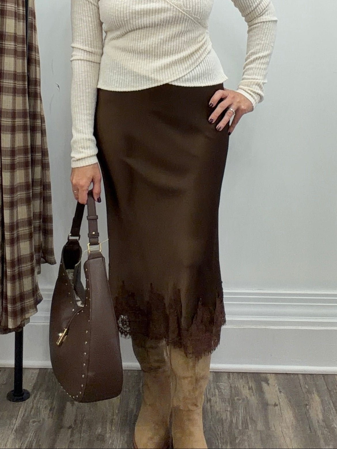 Satin Lace Hem Skirt - The Cozy Nest