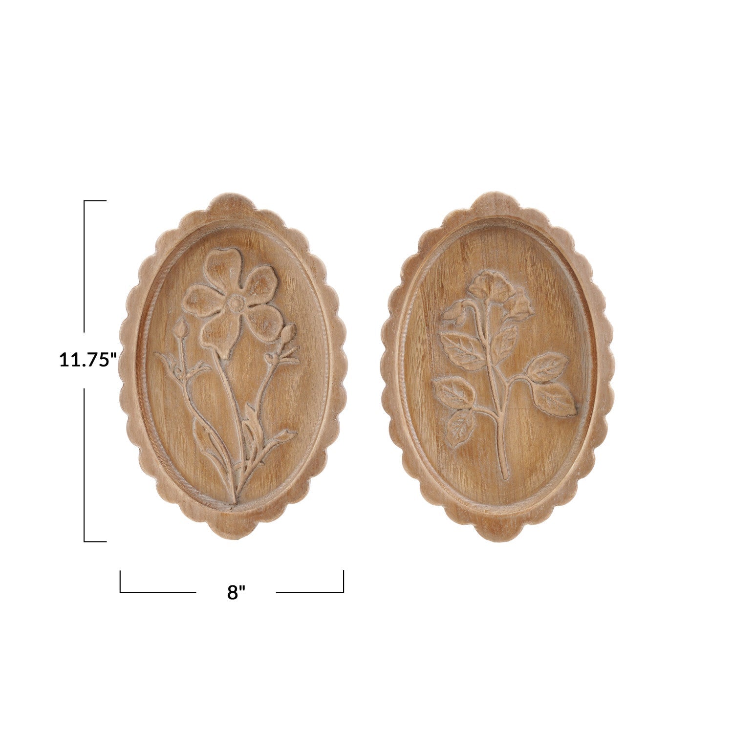 Scalloped Oval Wood Framed Floral Set - The Cozy Nest