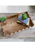 Scalloped Wood Rectangle Tray - The Cozy Nest