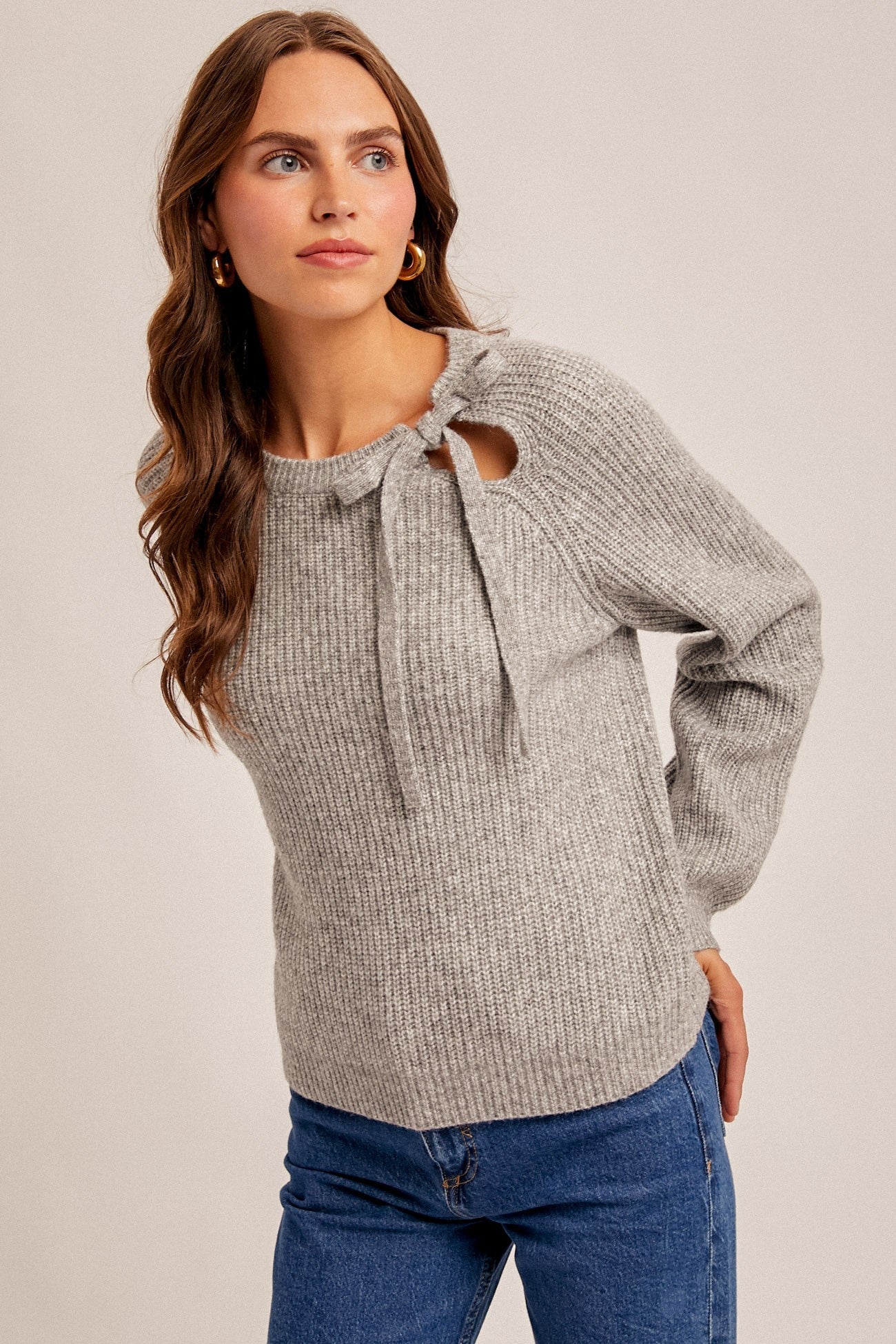 Shoulder Tie Sweater - The Cozy Nest