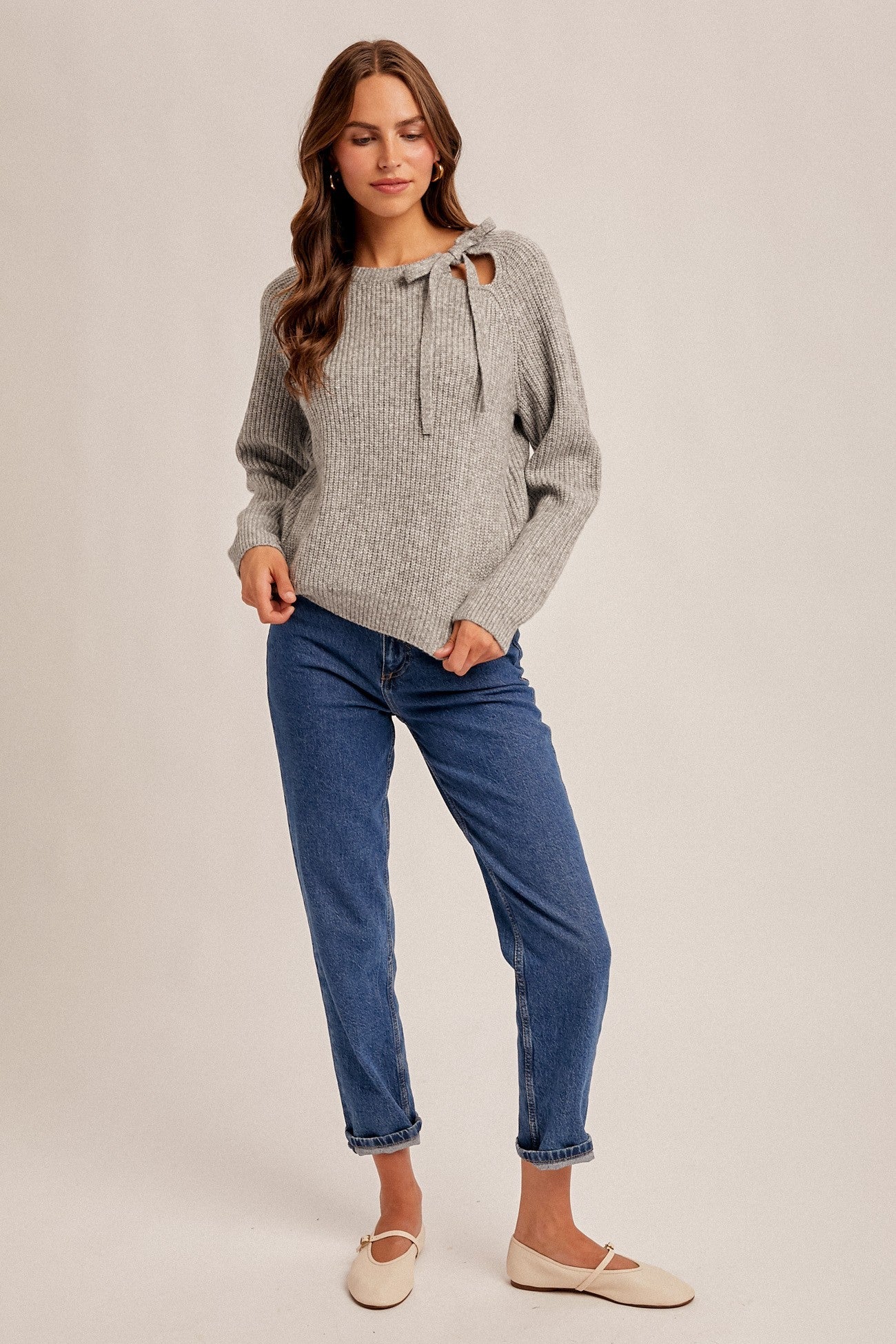 Shoulder Tie Sweater - The Cozy Nest