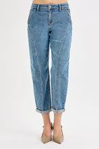 Slouchy Crop Barrel Jeans - Risen Brand - The Cozy Nest