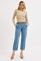 Slouchy Crop Barrel Jeans - Risen Brand - The Cozy Nest