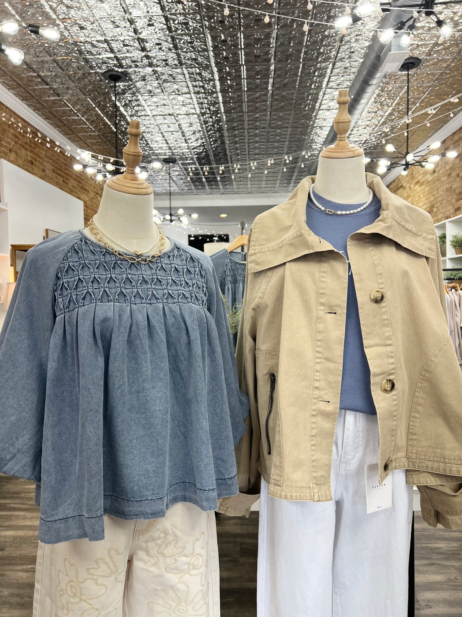 Smocked Denim Blouse - The Cozy Nest