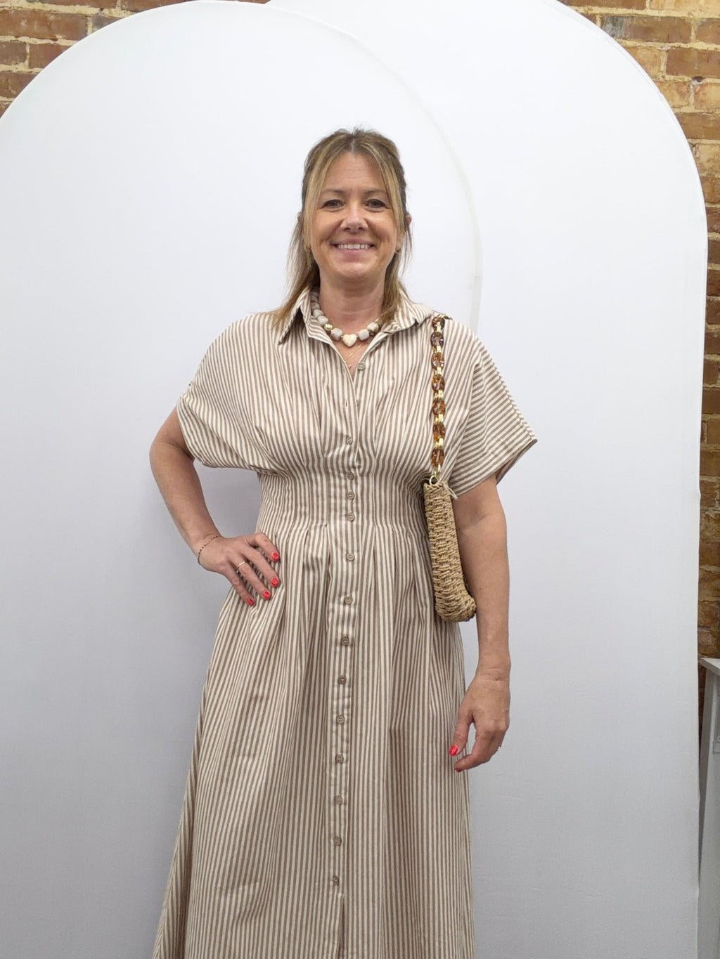 Striped Button Down Shirtdress - The Cozy Nest