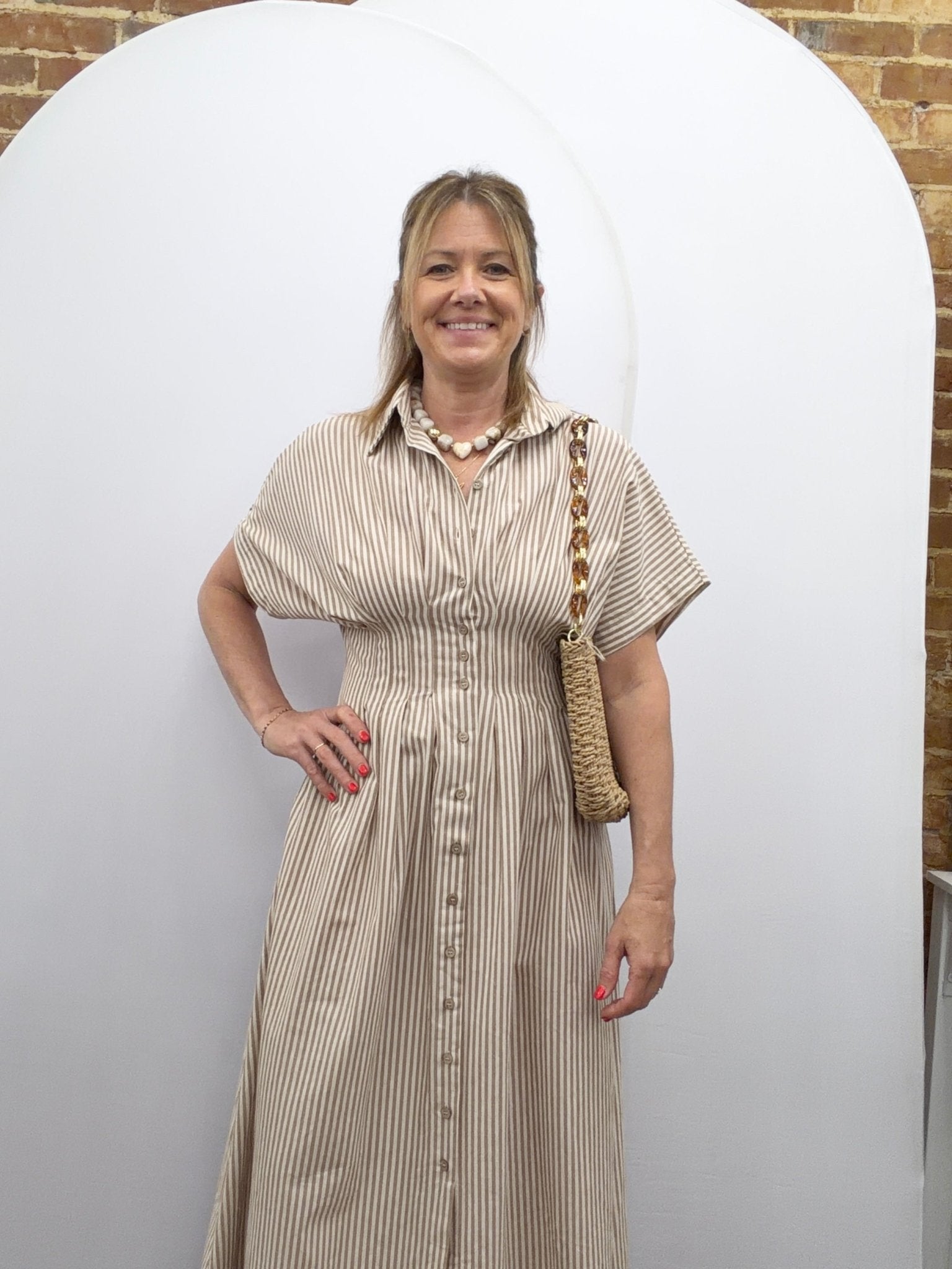 Striped Button Down Shirtdress - The Cozy Nest