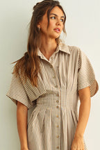 Striped Button Down Shirtdress - The Cozy Nest